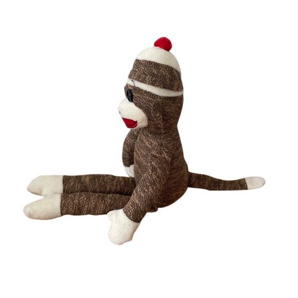 Ty Beanie Buddies Socks the Sock Monkey Plush Brown 2011 Knit Toy 16 Inch - Picture 2 of 8